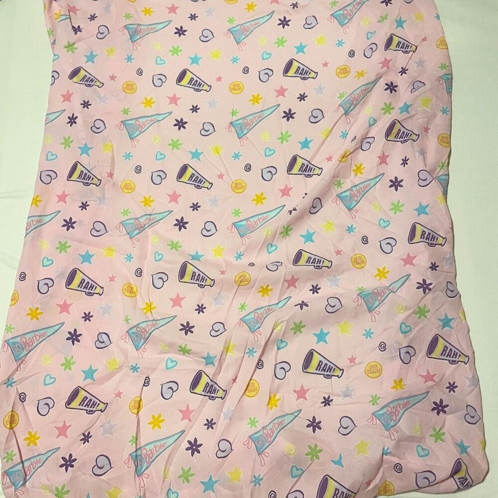 Vintage 1998 Barbie Cheerleader Go Team Cheer Full Fitted Sheet